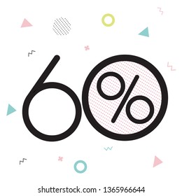 60% OFF Discount Sticker. Sale Red Tag Isolated Vector Illustration. Discount Offer Price Label, Vector Price Discount Symbol.