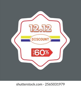 60% OFF Discount Sticker. Sale Red Tag Isolated Vector Illustration. Discount Offer Price Label, Vector Price Discount Symbol.