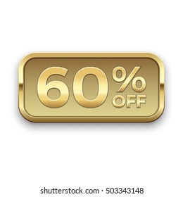 60% off golden badge, vector.