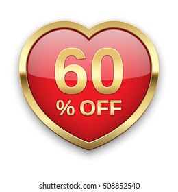 60% off golden badge, vector.