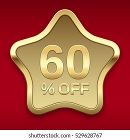 60% off golden badge, vector 