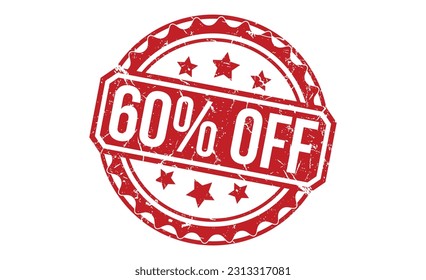 60% Off grunge rubber stamp on white background. 60% Off Rubber Stamp.