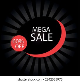 60% off. mega sale banner template design for web or social media. mega sale, end of season special offer banner. vector illustration. mega sale