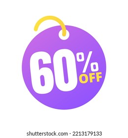 60% off percent offer, with online sale purple light label design