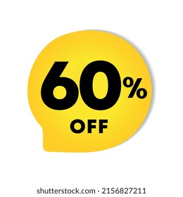 60% off. For price discounts on purchases. Sales, promotions, offers, retail, store. Use in social media, banner, poster