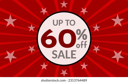 Up to 60% Off, red banner with discount for mega sales