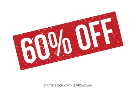60% Off Rubber Stamp. Red 60% Off Rubber Grunge Stamp Seal Vector Illustration - Vector