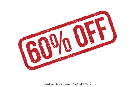 60% Off Rubber Stamp. Red 60% Off Rubber Grunge Stamp Seal Vector Illustration - Vector