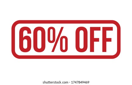 60% De Sello De Goma. Ilustración del vector de sellos de goma de 60% de color rojo fuera de la goma - Vector