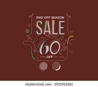 60% OFF Sale Discount Banner. Discount offer price tag.  Vector Modern Sticker Illustration.