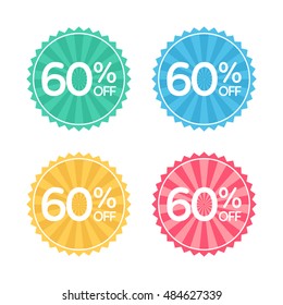 60% off. Sale and discount price badge sticker. Concept Shopping.