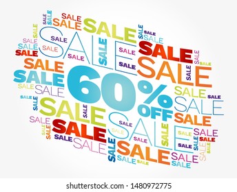 60% OFF Sale word cloud concept
