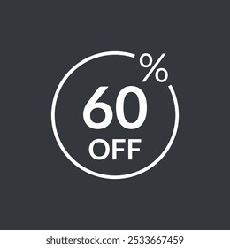 60% off. Sixty percent off emblem icon. Discount flat modern icon. Vector illustration.