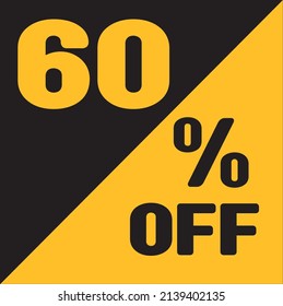 Up To 60% Off Special Offer sale sticker black and gold, vector illustration