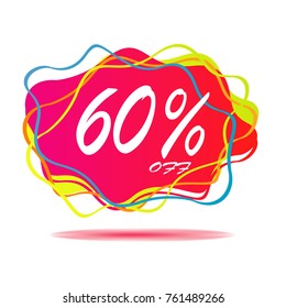 60% OFF sticker sale,label, banner,web promotion. with geometric for sale, shopping, market, business theme. Design elements for flyer, poster. Vector Illustration