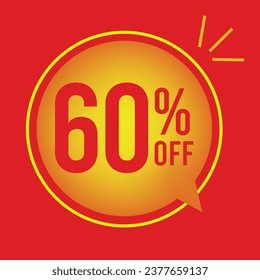 60% APAGADO, Super Descuento. Oferta especial de promoción de descuento, descuento del 60%, oferta especial. Plantilla de banderín de globo rojo