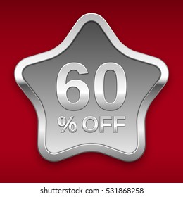 60% off vector badge, silver star
