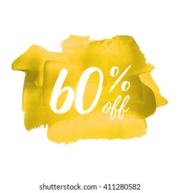 60% OFF vector text, logo, card, poster, word, written on painted red background
