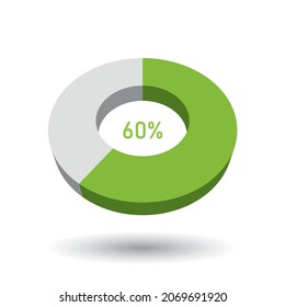 60 percent 3D vector pie chart