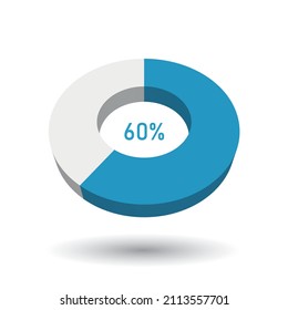 60 Percent 3D Vector Pie Chart