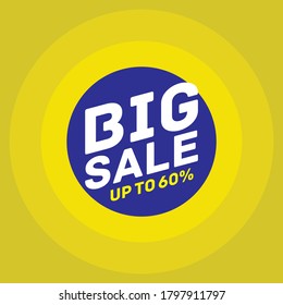 up to 60 percent big sale tellow green color vector eps
