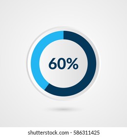 60 percent blue grey and white pie chart. Percentage vector infographics. Circle diagram business illustration