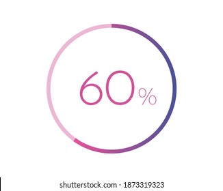Símbolo de gráfico circular del 60%. 60% Iconos para negocios, finanzas, informes, descargas