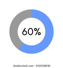 60 percent, circle percentage diagram on white background vector illustration.