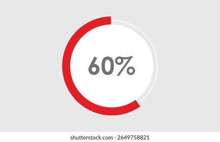 60 por cento circulam o gráfico circular. 60% gráfico de negócios. gráfico de vetor gráfico. gráfico de pizza de negócios