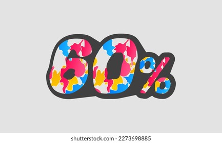 60 percent design with abstract red yellow blue colors,