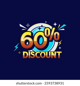 60 percent discount banner, Sale offer sign. Special offer symbol. Discount promotion