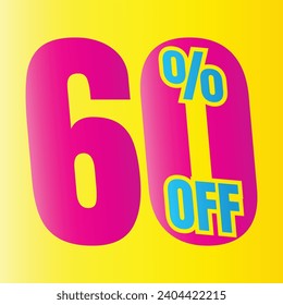 60 percent discount deal icon, 60% special offer discount vector, 60 percent sale price reduction offer, Friday shopping sale discount percentage design