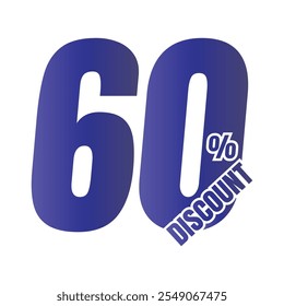 60 percent discount deal icon, 60% special offer discount vector, 60 percent sale price reduction offer, Friday shopping sale discount percentage design