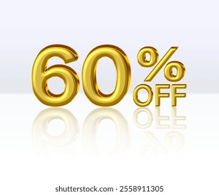 60 percent discount. Golden numbers with percentage sign. Special offer. vector illustration.