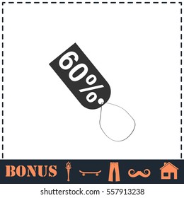 60 percent discount icon flat. Simple vector symbol and bonus icon