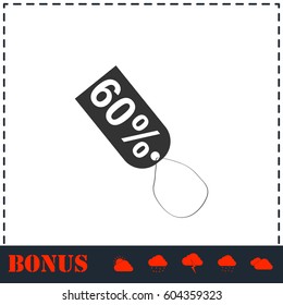60 percent discount icon flat. Simple vector symbol and bonus icon