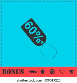 60 percent discount icon flat. Simple vector symbol and bonus icon