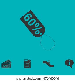 60 percent discount icon flat. Simple vector symbol and bonus icon