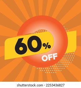 60% percent discount off vector sale promo advertisement illustration orange yellow