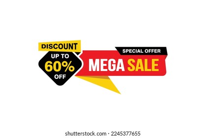 60 Percent discount offer, clearance, promotion banner layout with sticker style. 
