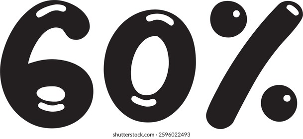 60 Percent Discount Offer Number Typography Style A0563