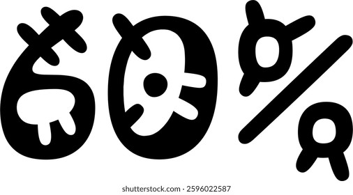60 Percent Discount Offer Number Typography Style A0506