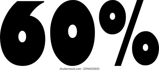 60 Percent Discount Offer Number Typography Style A0392