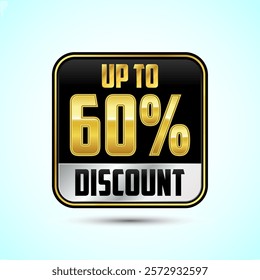 Up to 60 percent discount, Sale tags. Sale offer sign. Special offer symbol. Discount promotion