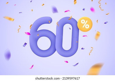 60 percent discount vector illustration 3d mega loyalty. 60 percent bonus marketing discount