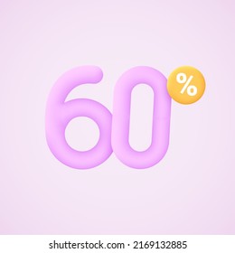 60 por ciento descuento ilustración vectorial 3d mega lealtad. 60 por ciento de descuento por marketing adicional
