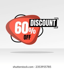 60 percent discount white banner with red floating balloon for offers and promotions sales.