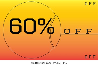 60 percent discount. Yellow banner for promotions and offers.