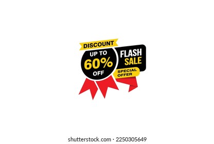 60 Percent FLASH SALE offer, clearance, promotion banner layout with sticker style.