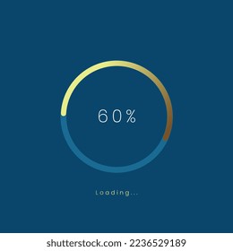 60 percent golden loading bar, gold upload UI,UX premium design bar, gold pending load of process symbol, a loading tap menu UI, use for Download progress, web design template, 